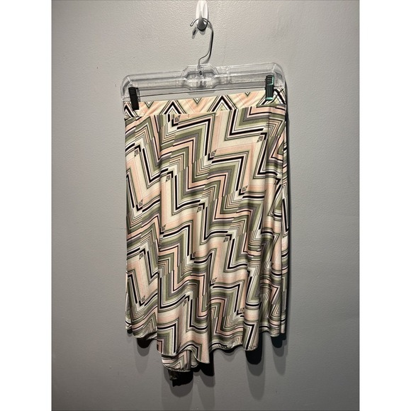 Rampage Beige/Pink/Green Argyle asymmetrical midi skirt Y2K Retro Hippy SzM - Picture 2 of 6